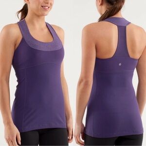 Lululemon Size 4 Purple Scoop Neck Racer Back Tank Top W/ Bra